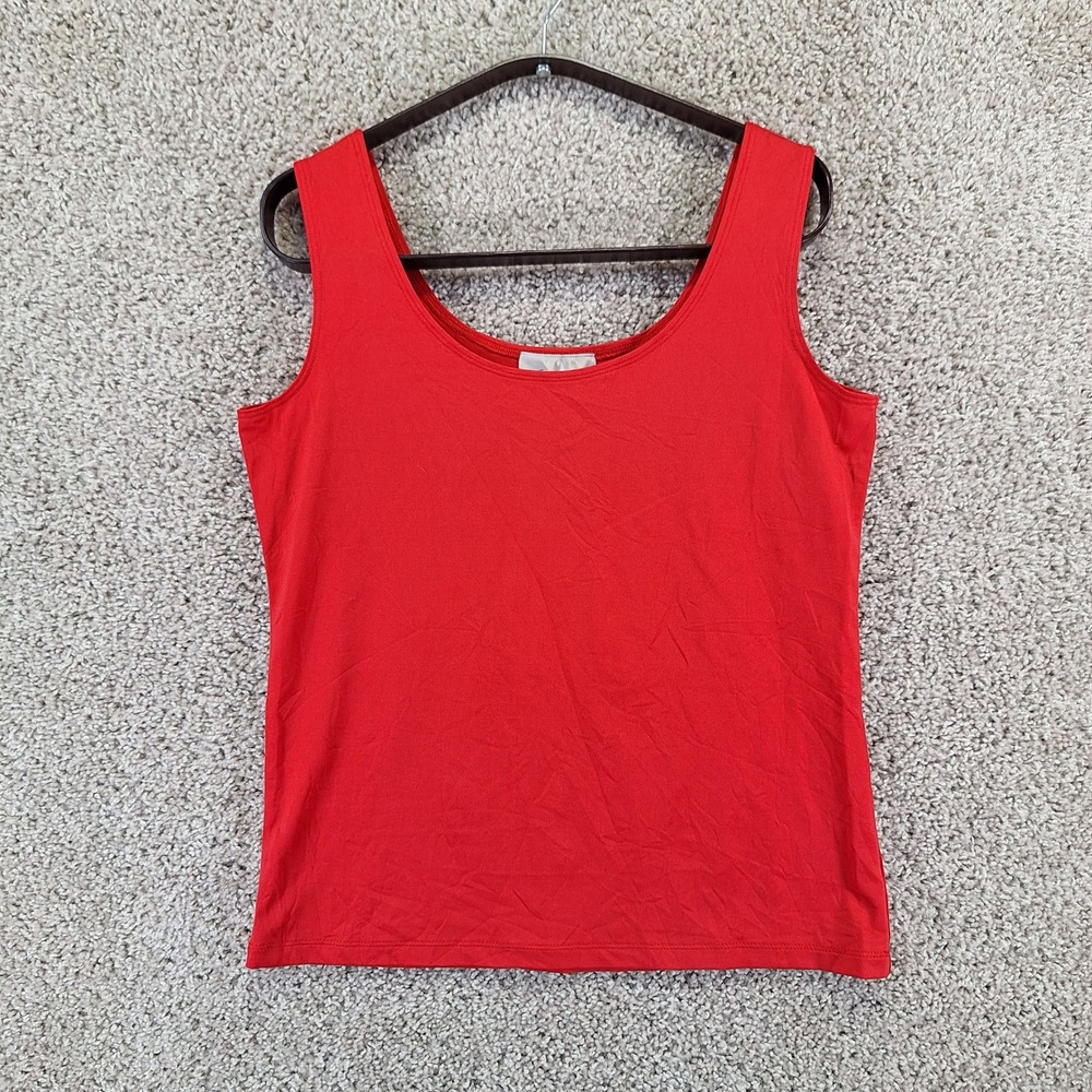 Jillian Nicole Tank Top Women Large Red Scoop Neck Stretch Casual Minimalist